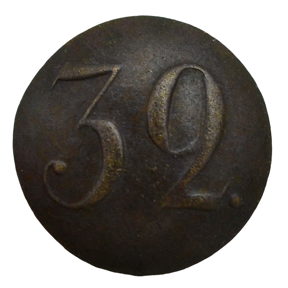 Button of the lower rank of the 32nd RIA Regiment during the Crimean War