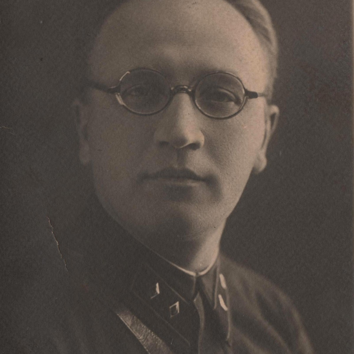 Portrait photo of the Red Army commander with an autograph