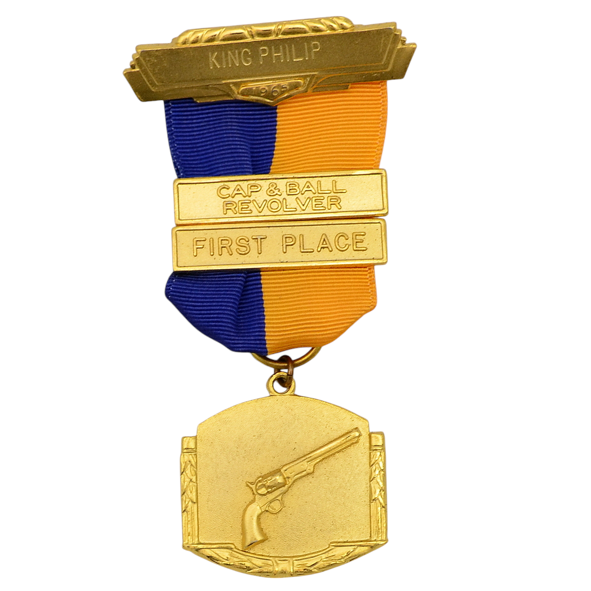 Gold medal of the King Philip Club for firing a percussion cap revolver, 1965