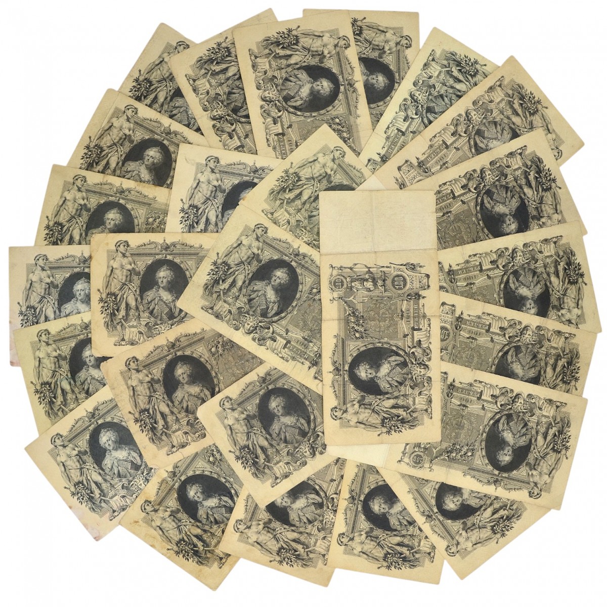 Lot of 100-ruble banknotes of 1910