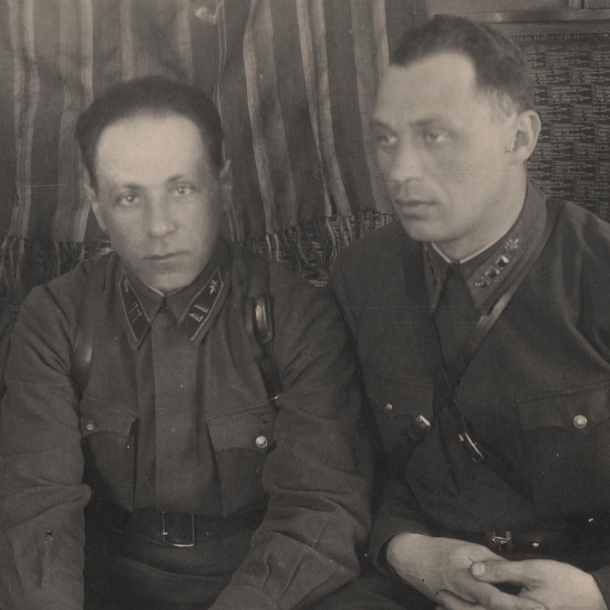 Photo of Red Army signallers: captain, major and senior lieutenant, 1941