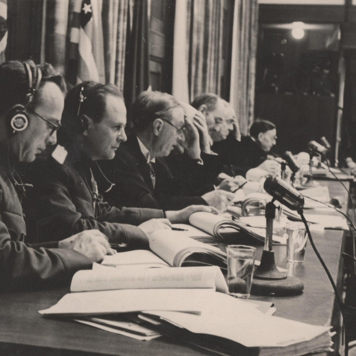 Photo of the Presidium of the court at the Nuremberg trials in 1945, photograph by E. Khaldei