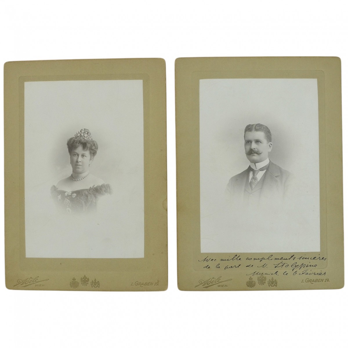 Paired photos of spouses Nikolai and Elizabeth Stolypin