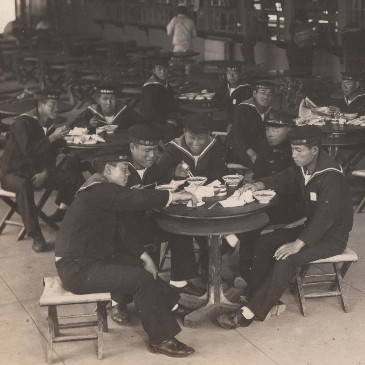 Photos of Japanese sailors in the dining room