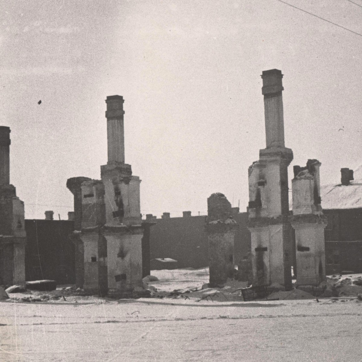 Photo from the LenTASS series "The Siege of Leningrad": "The Burnt village"