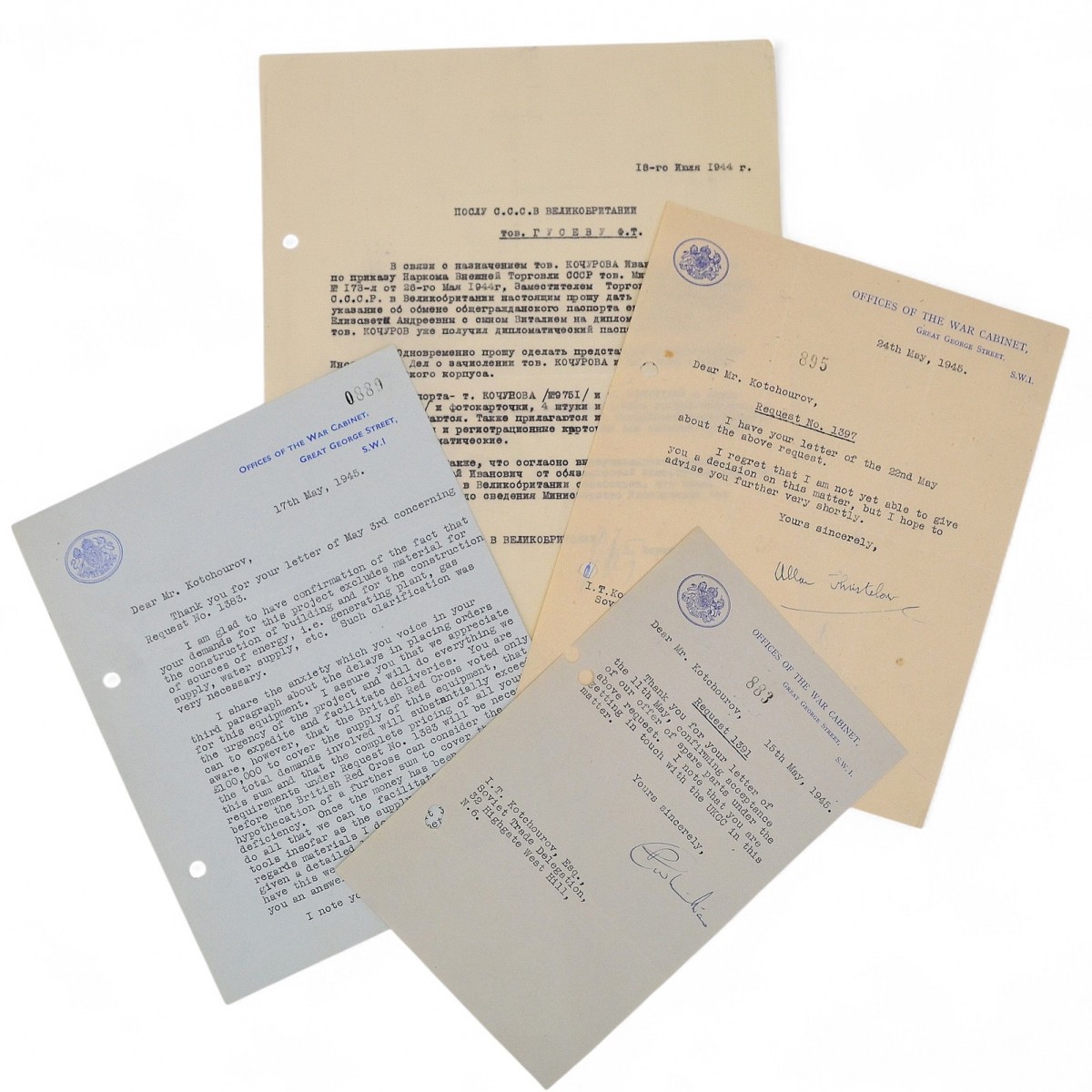 Lot of documents of the Deputy Trade Representative of the USSR in Great Britain I.T. Kochurov.