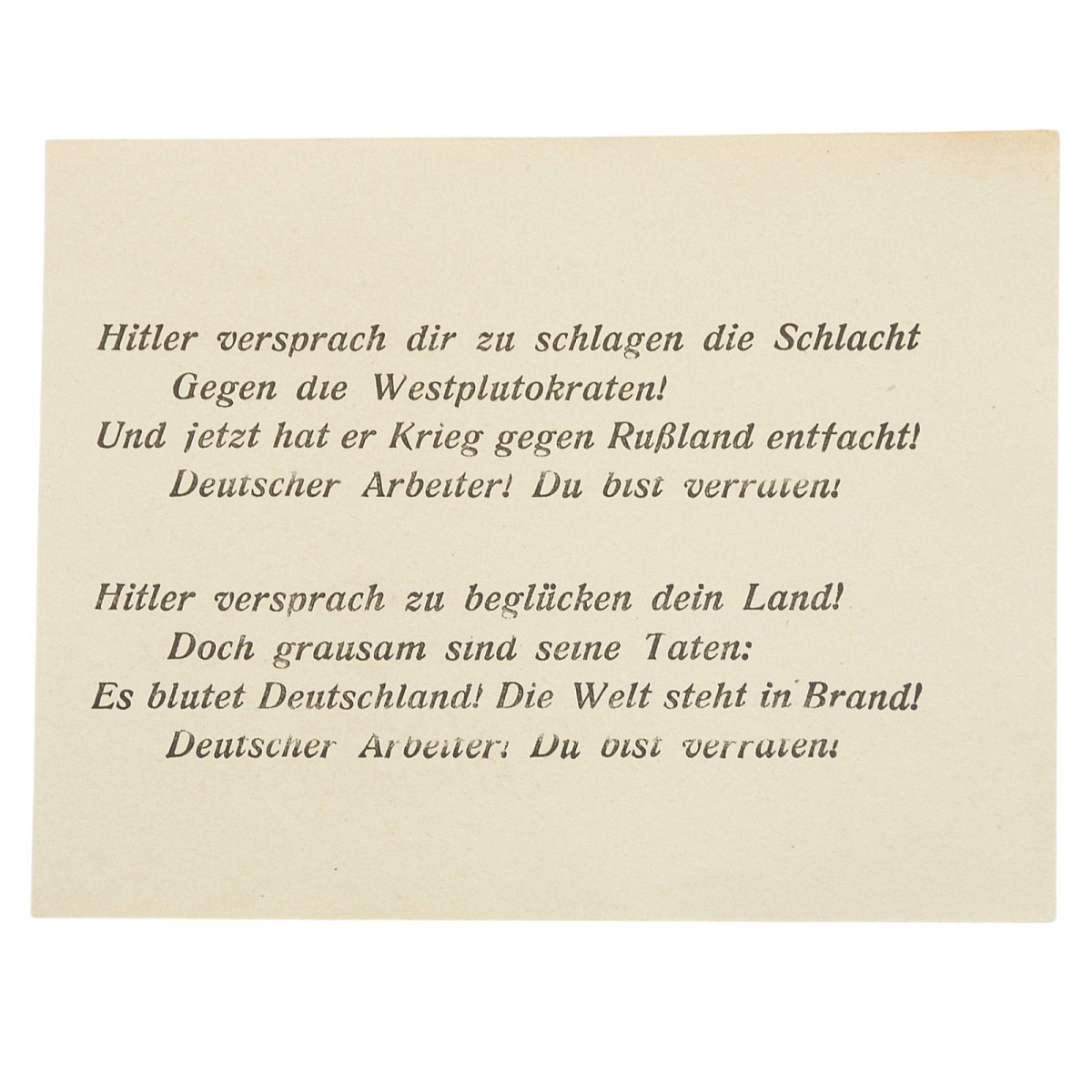 Soviet leaflet for Wehrmacht soldiers "German soldier, think about it"