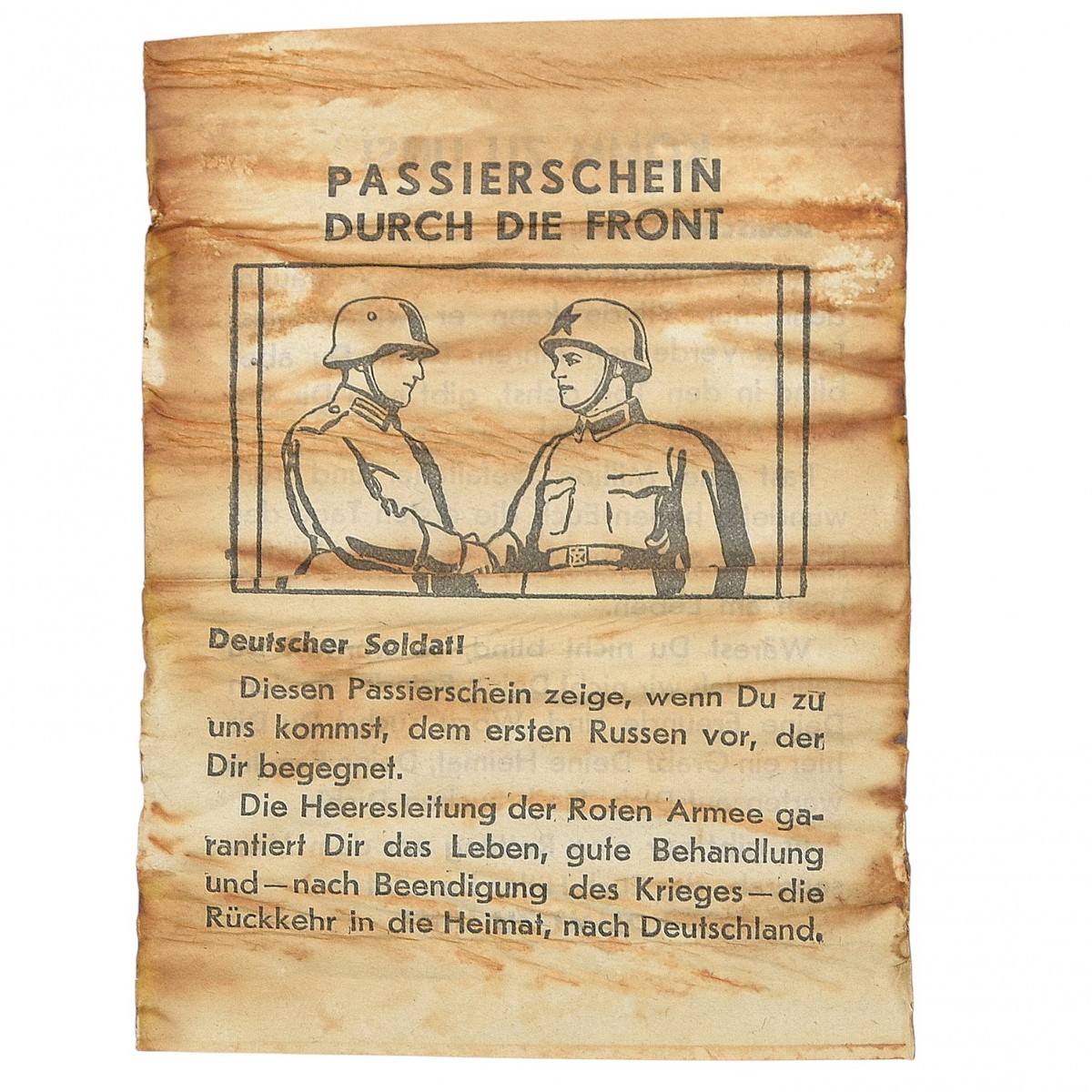 Soviet leaflet for Wehrmacht soldiers "To pass through the front"