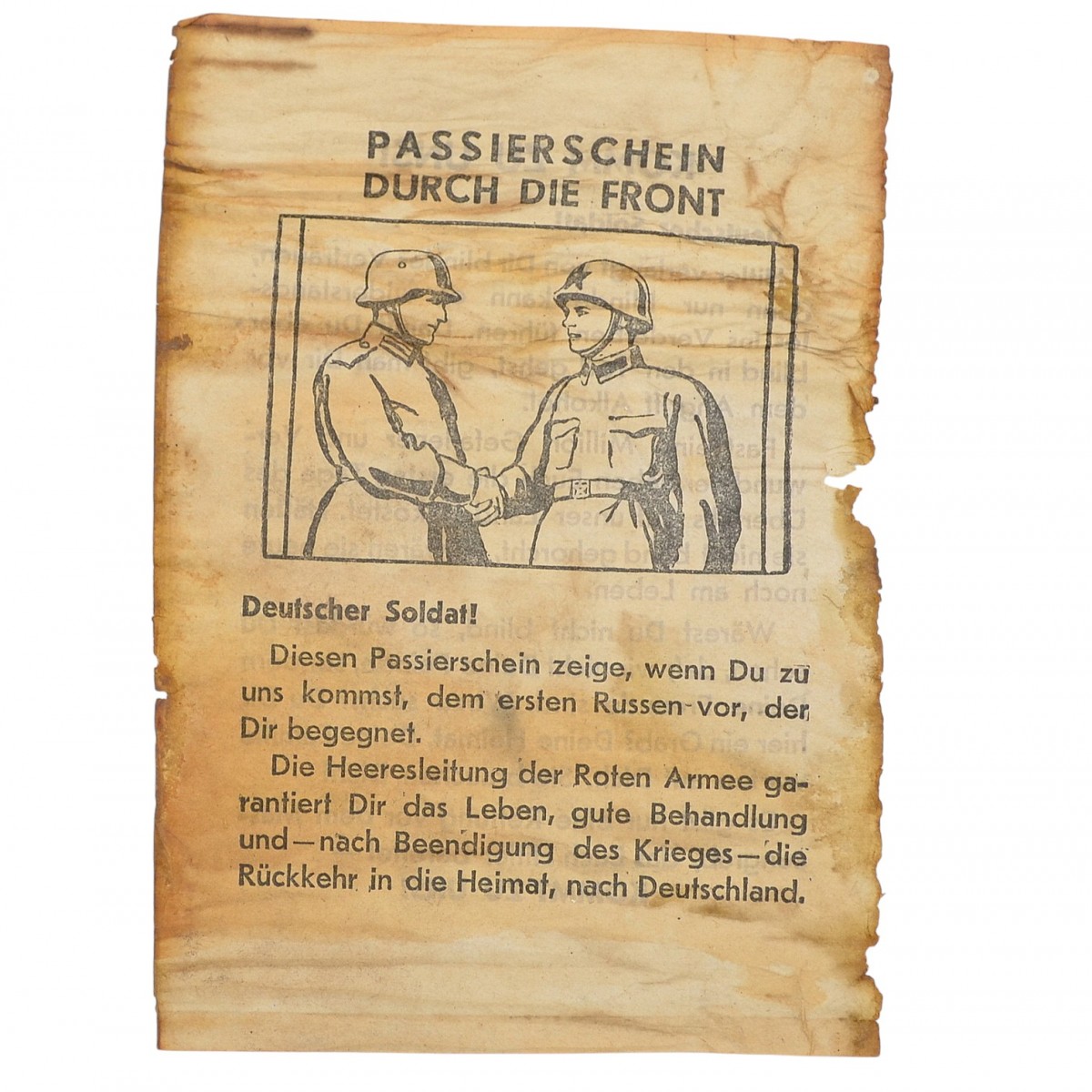 Soviet leaflet for Wehrmacht soldiers "To pass through the front"
