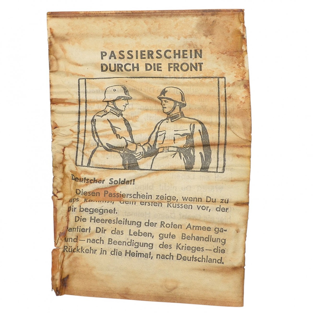 Soviet leaflet for Wehrmacht soldiers "To pass through the front"