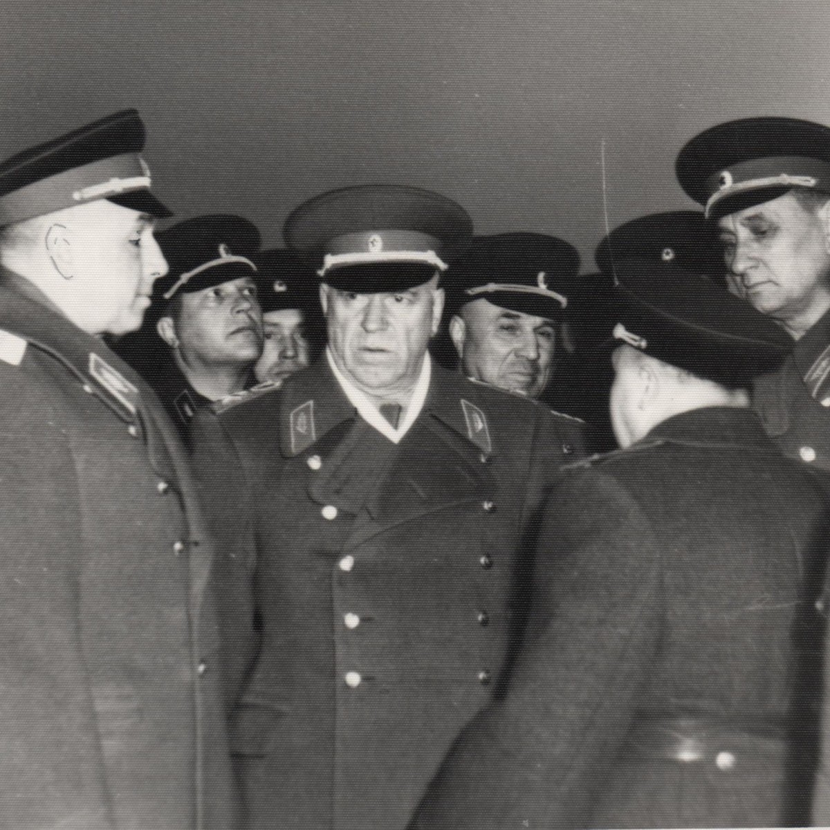 Photo of Marshals G. Zhukov and A. Grechko with officers