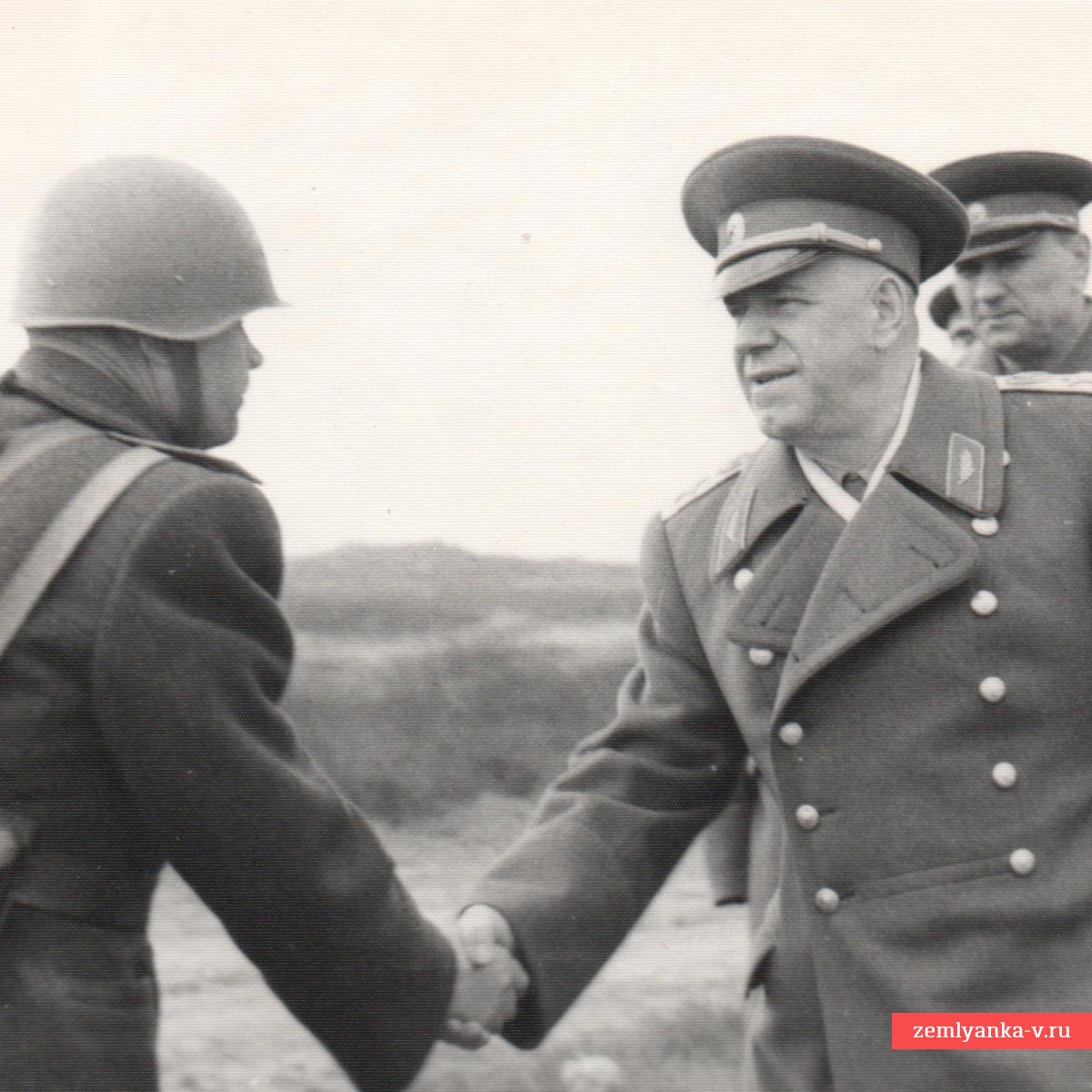 Photo of Marshals G. Zhukov and A. Grechko at the army exercises