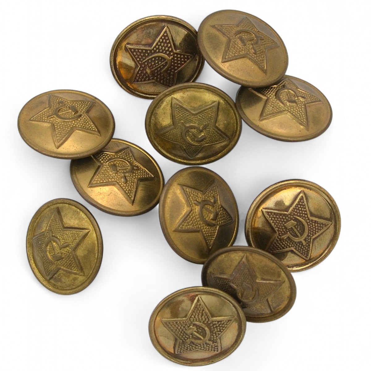A lot of amazing buttons of an officer of the Soviet army