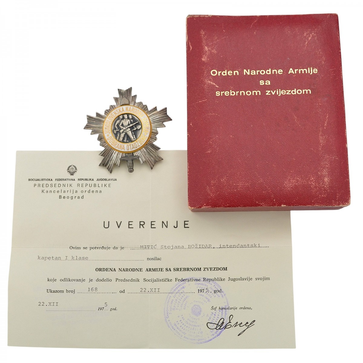 Order of the People's Army, 3rd class, model 1951, in a case, Yugoslavia