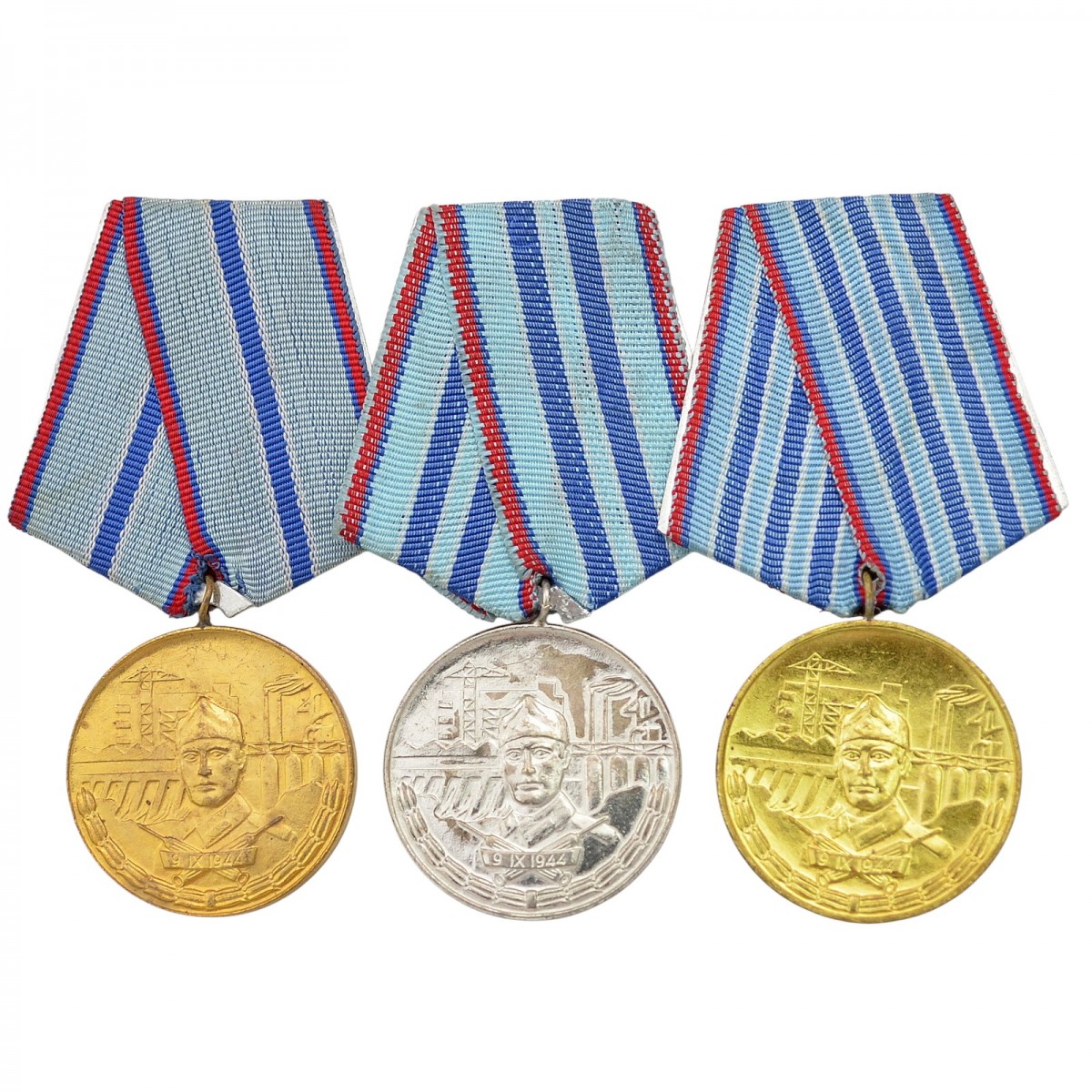A set of Bulgarian medals for impeccable service in the construction forces, mod. 1969