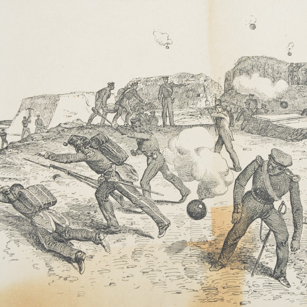 Lithograph of the Crimean War period "The beginning of the bombing of Sevastopol"