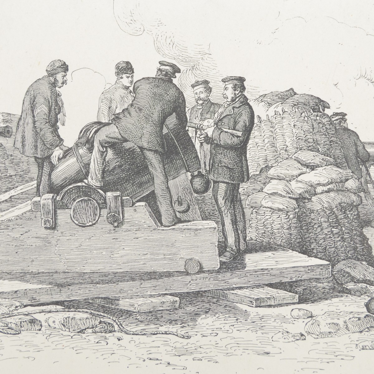 Lithography of the Crimean War period "Near Sevastopol. A day under fire at Green Hill"