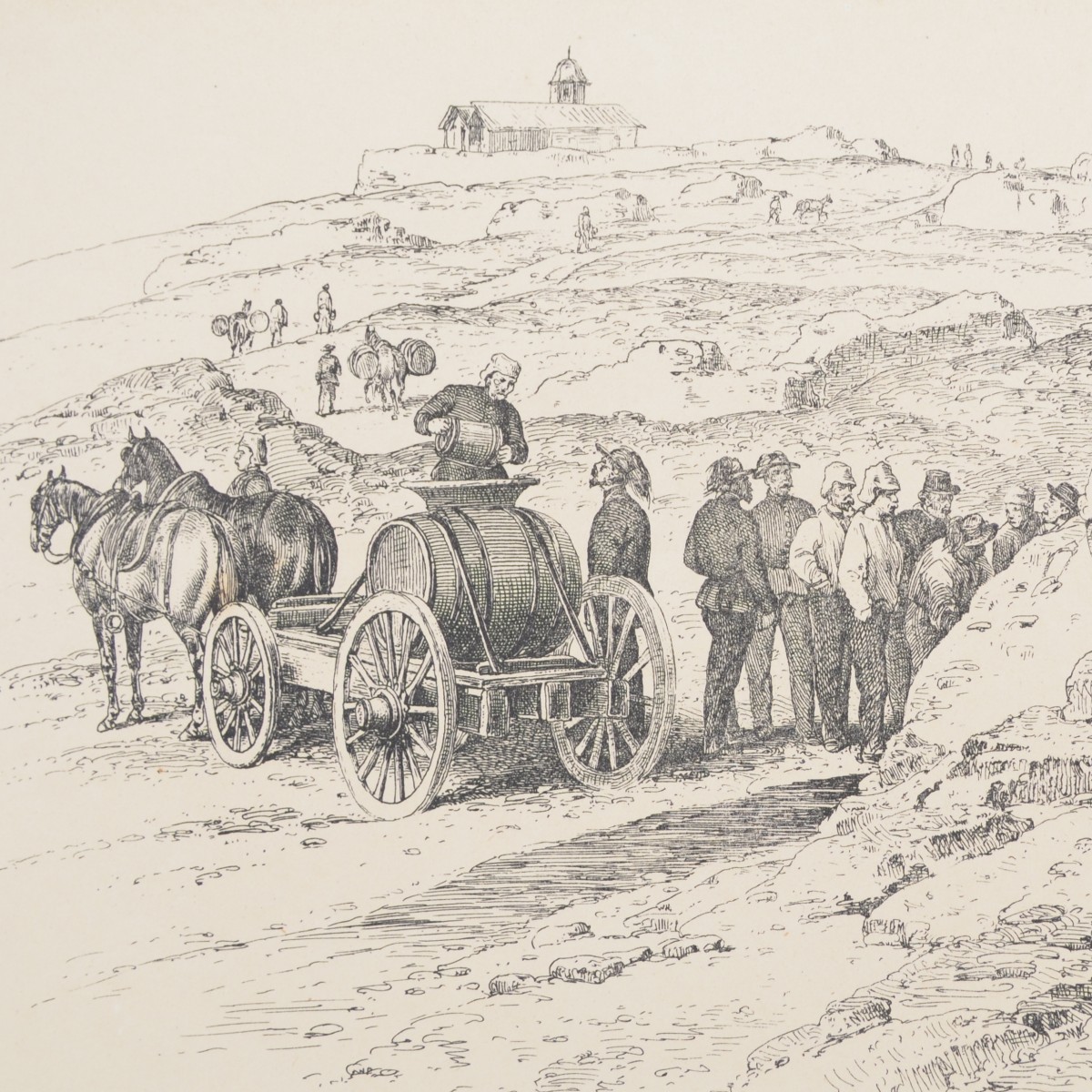 Lithograph of the Crimean War period "Winter quarters of the Piedmontese troops in Kamara"