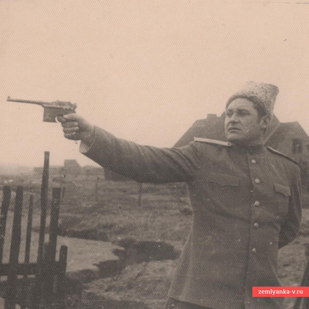 Photo of Major General N.G. Lyashenko with a Mauser S-96 pistol
