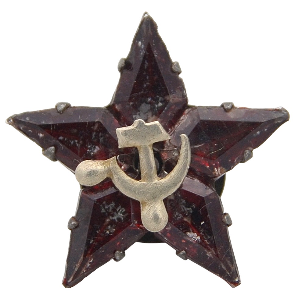 Glass star on the cap or lapel of the jacket