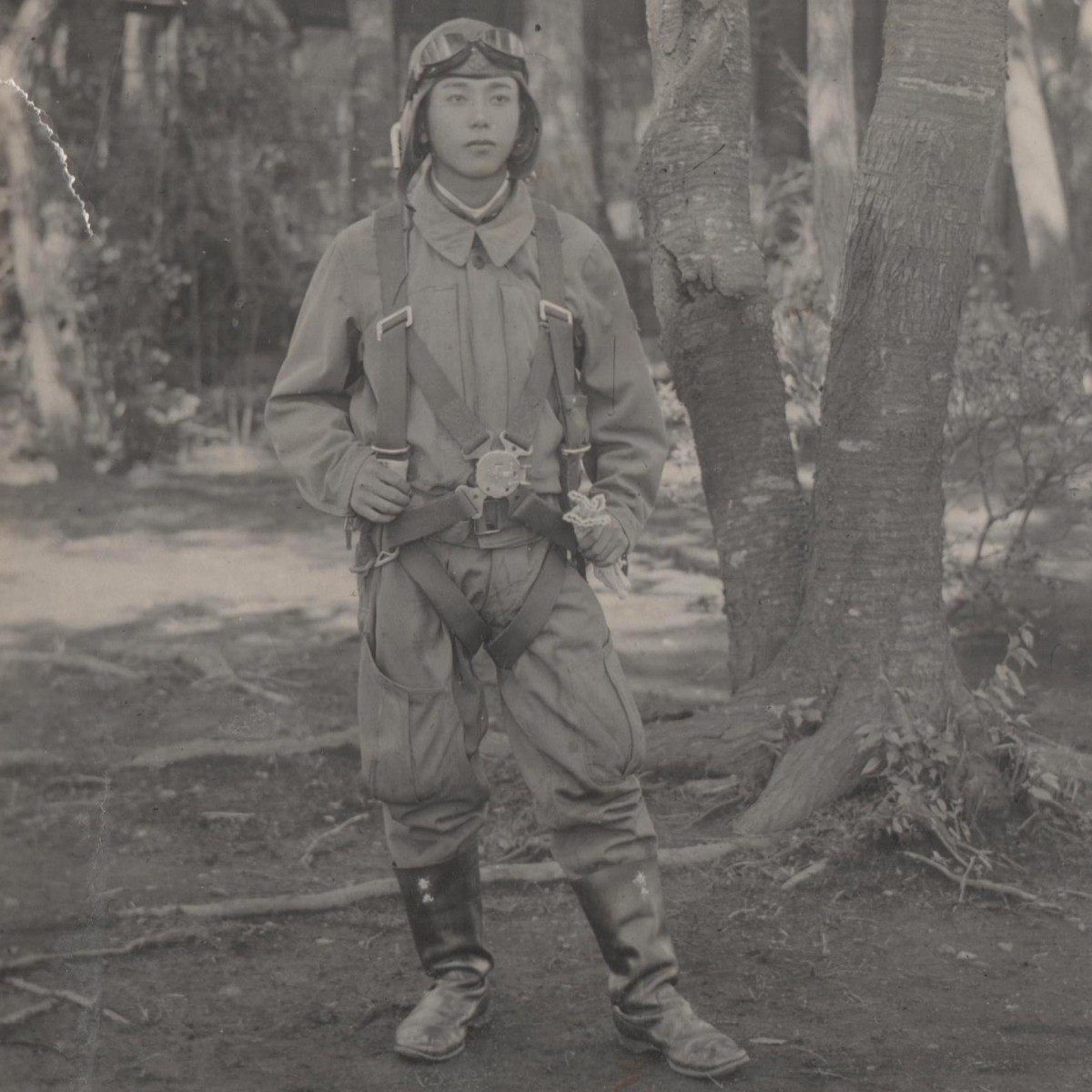 Photo of a Japanese pilot in flight gear