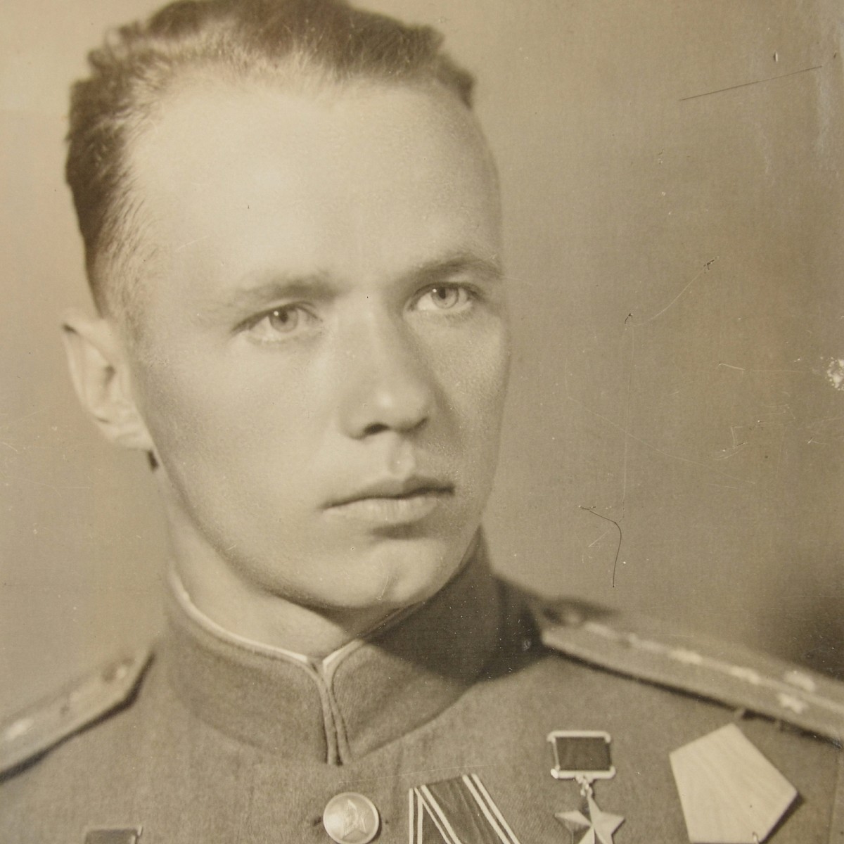 Photo of Red Army Air Force Captain N.M. Kirtok, Hero of the Soviet Union
