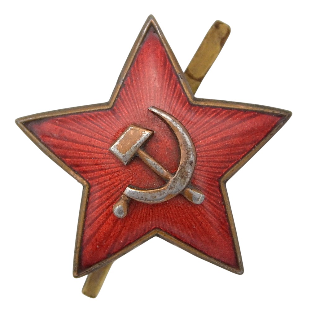 31-mm Red Army star for enlisted personnel, 1936 model, carrot enamel