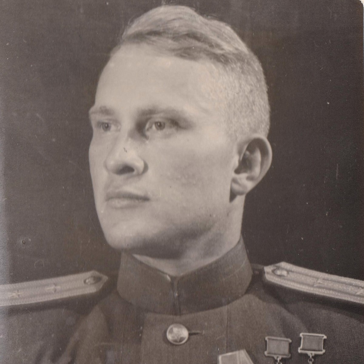 Photo of Red Army Air Force Major S.D. Lugansky, twice Hero of the Soviet Union