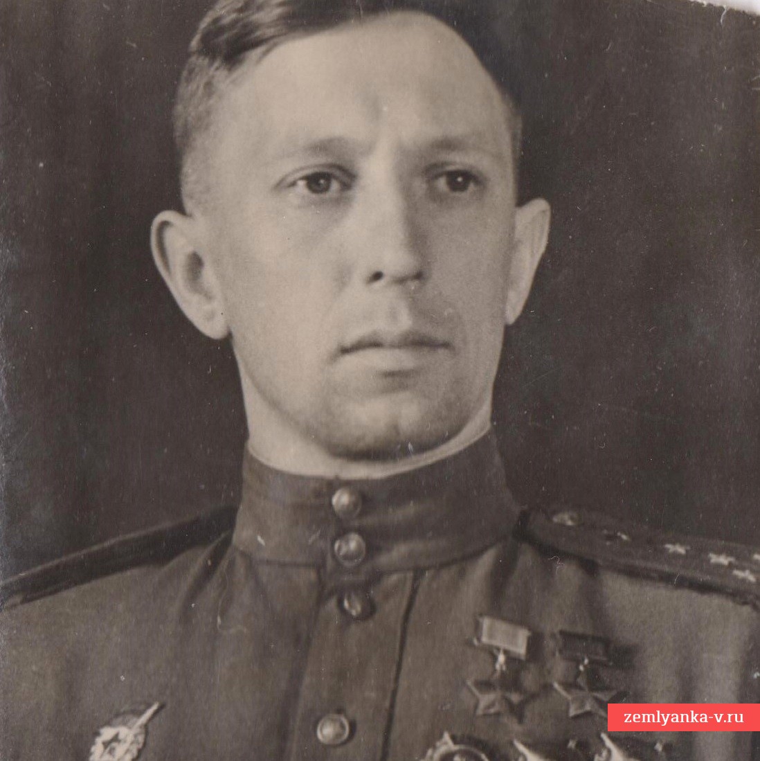Photo of Red Army Air Force Captain V.N. Osipov, twice Hero of the Soviet Union