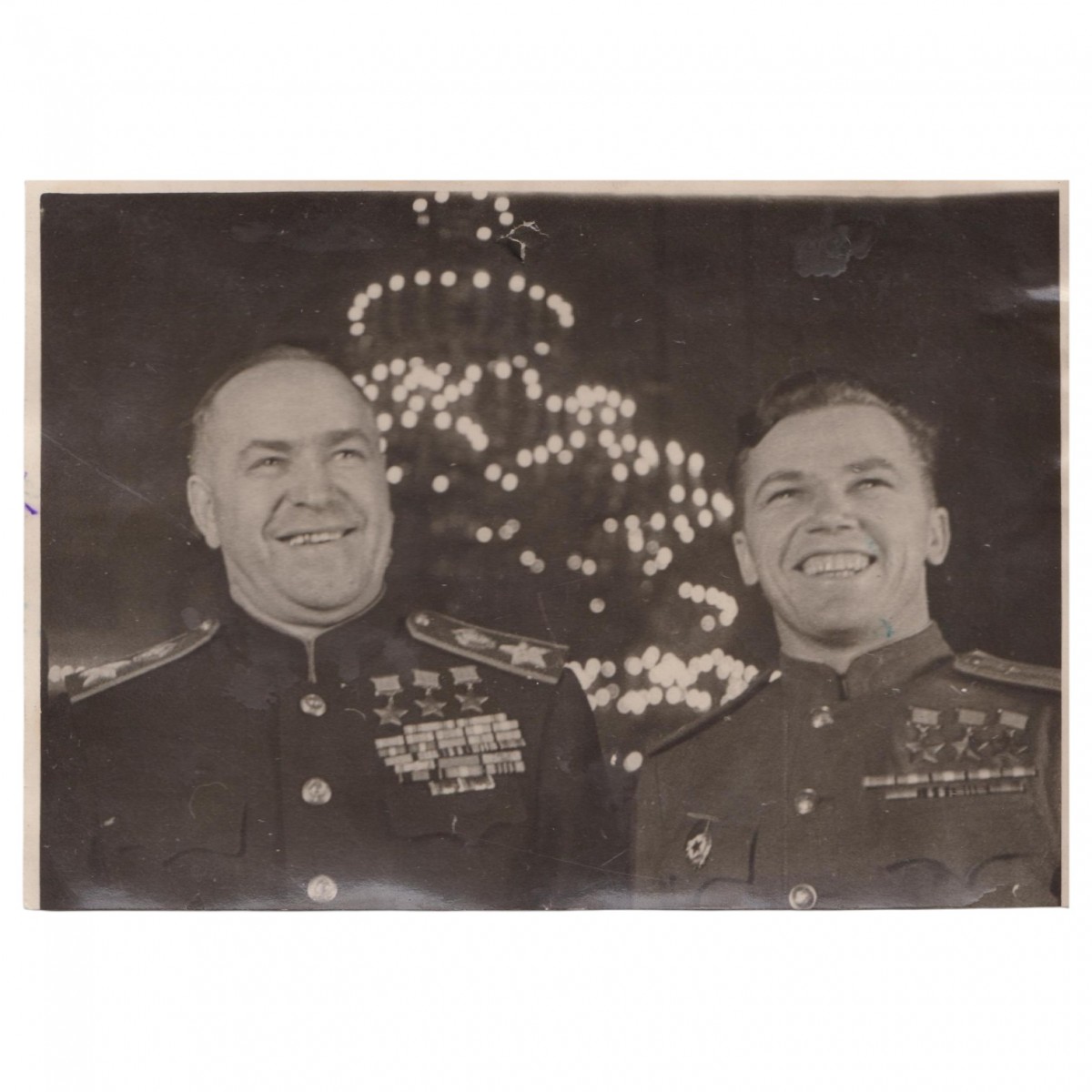 Photos of three times Heroes of the Soviet Union: Marshal G.K. Zhukov and ace pilot A.I. Pokryshkin