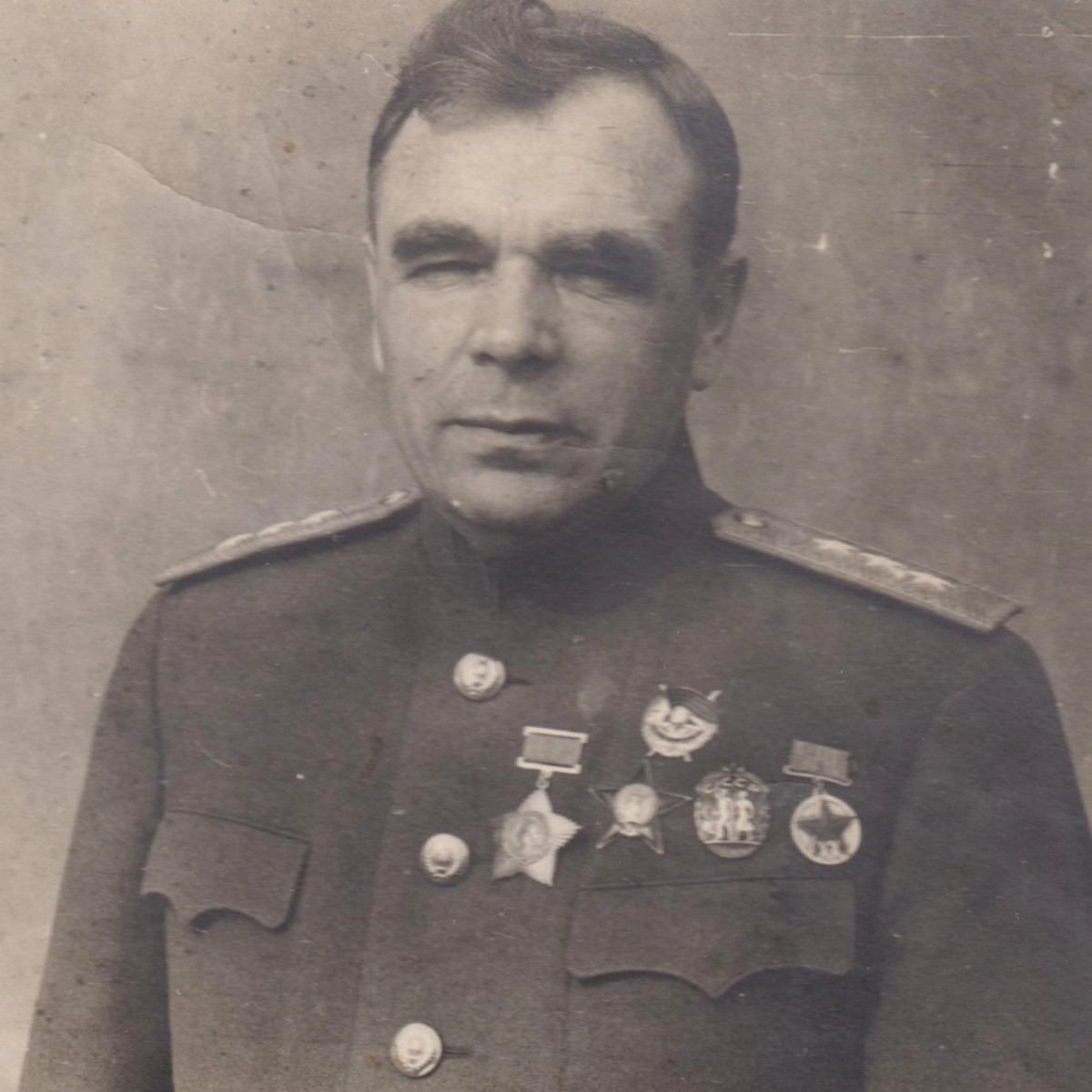 Photo of Colonel-General F.Y. Falaleev with military awards