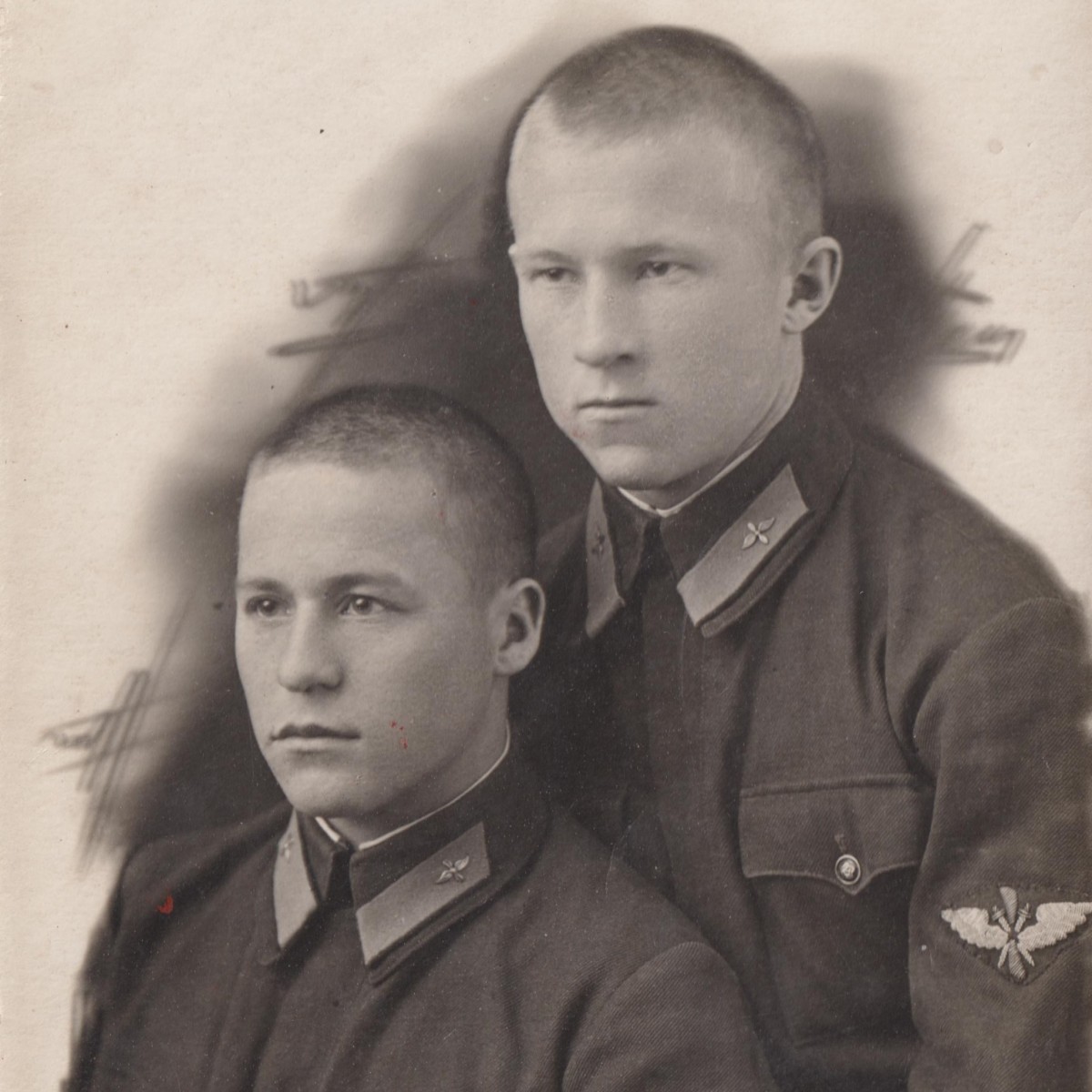 Studio photo of Red Army Air Force privates with stripes, 1939