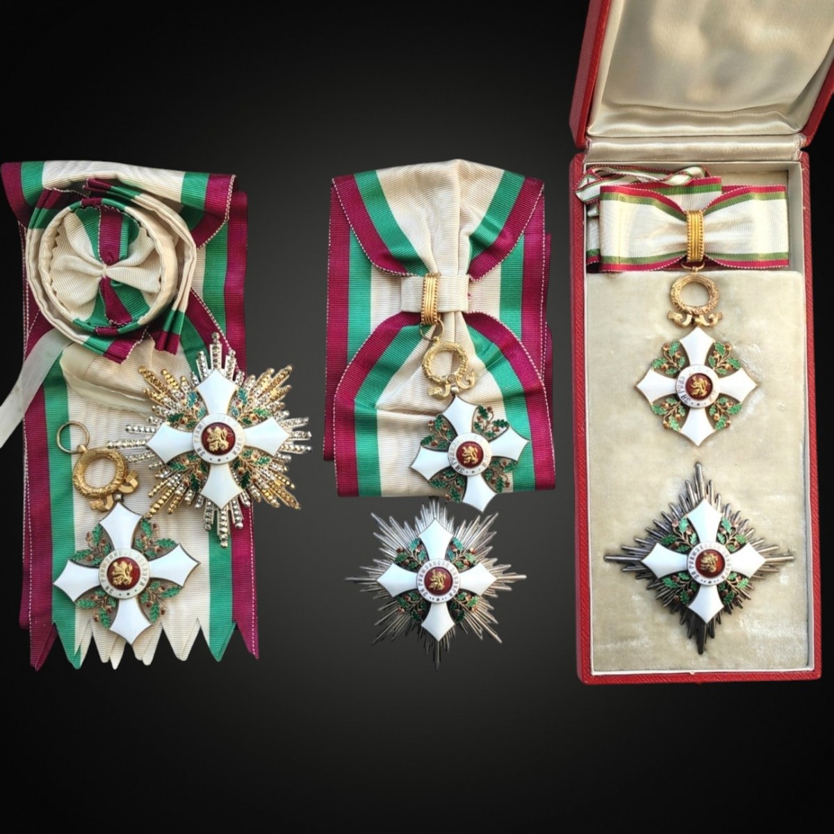 A selection of Bulgarian Orders of Civil Merit and their stars, regency issue