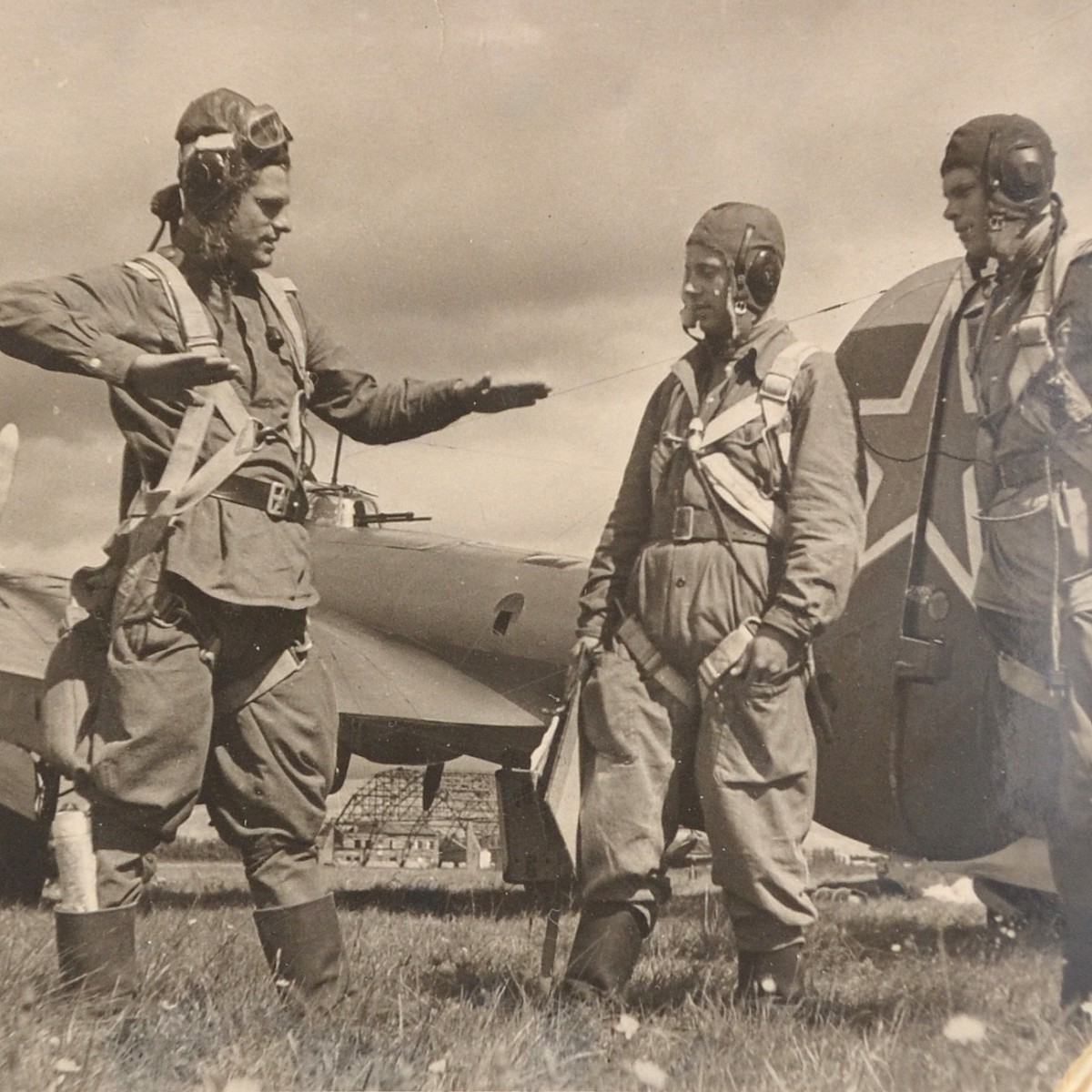 Photos of Red Army pilots before a combat flight