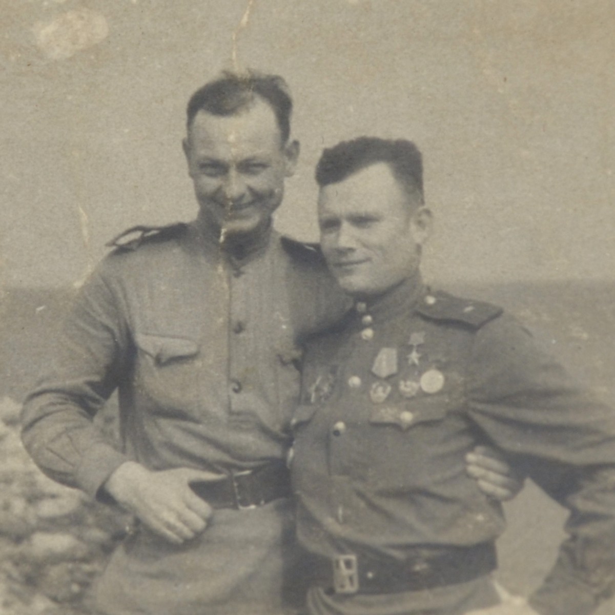 Photo by A.P. Pushkarenko, Hero of the Soviet Union, with a friend