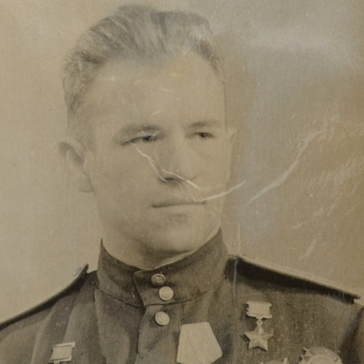 Photo of the Red Army Air Force pilot I.T. Grossula, Hero of the Soviet Union