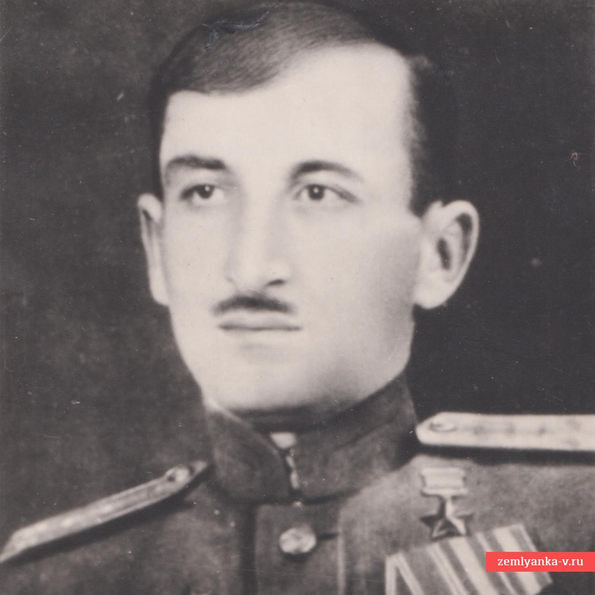 Photo of the Hero of the Soviet Union, Captain of the Red Army Air Force D.V. Jabidze.