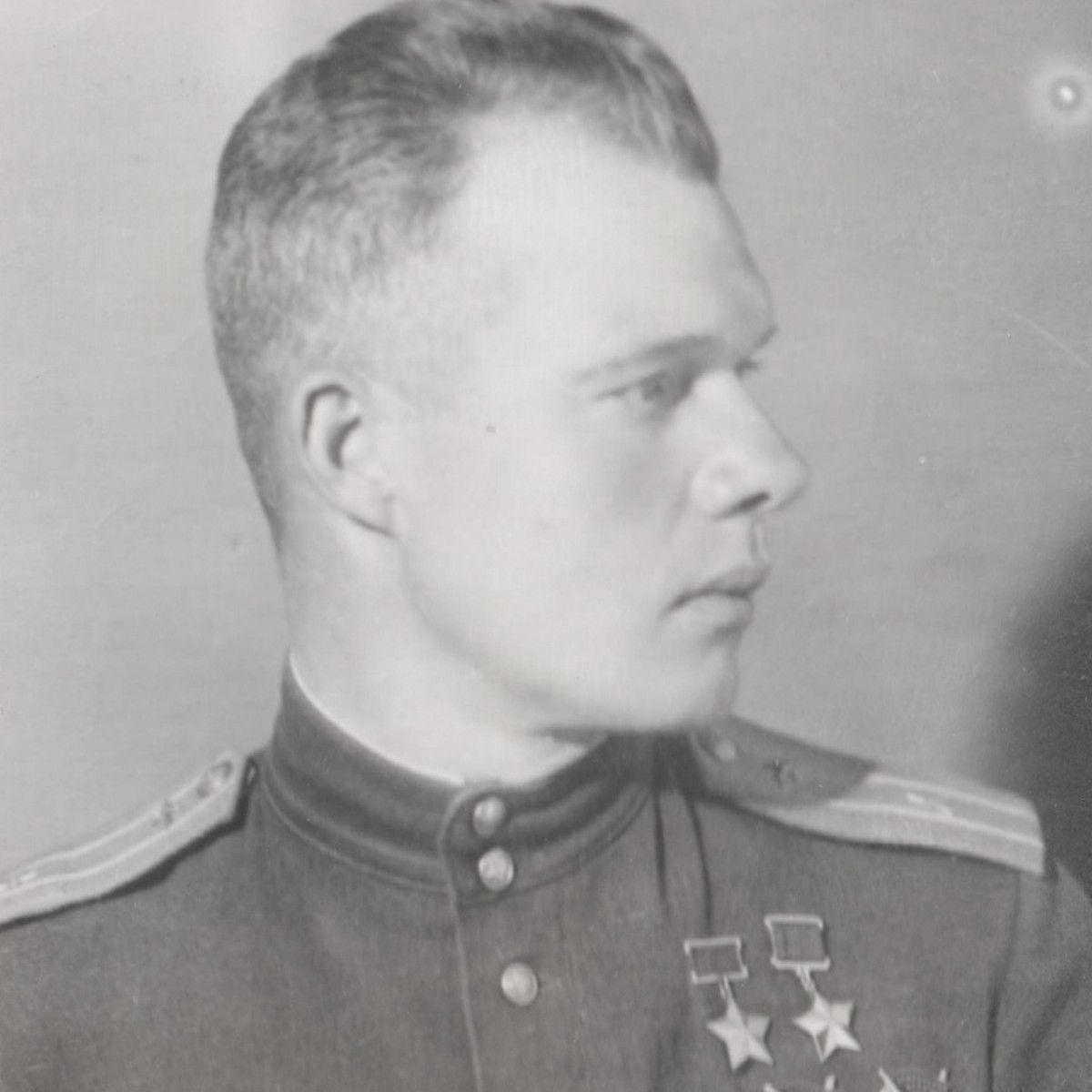 Photo of Major of the Red Army Air Force V.M. Golubev, twice Hero of the Soviet Union