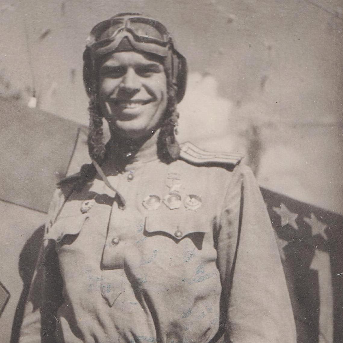 Photo of the Hero of the Soviet Union, Major of the Red Army Air Force M.S. Tokarev, 1943