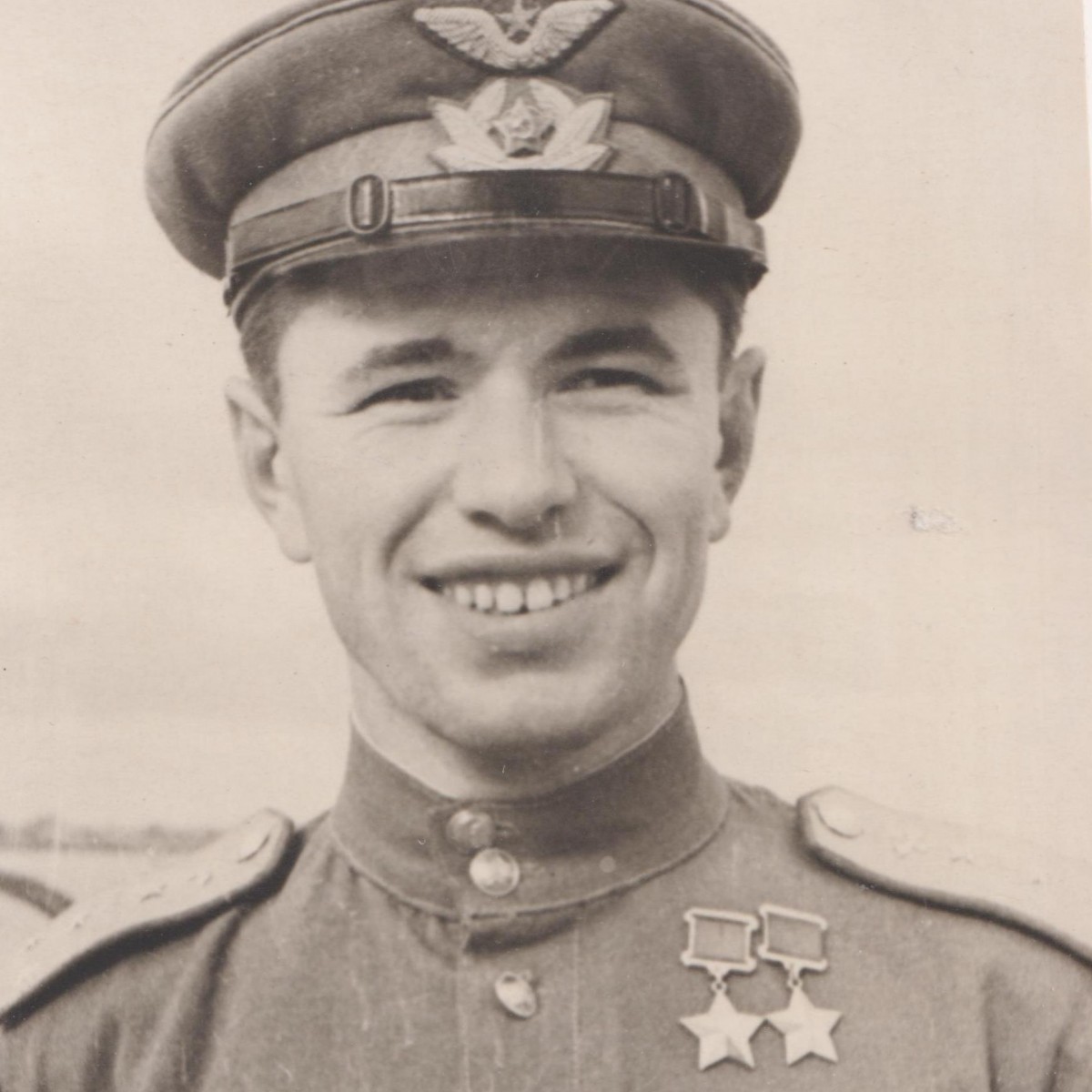 Photo of twice Hero of the USSR, Air Force Captain N.M. Skomorokhov