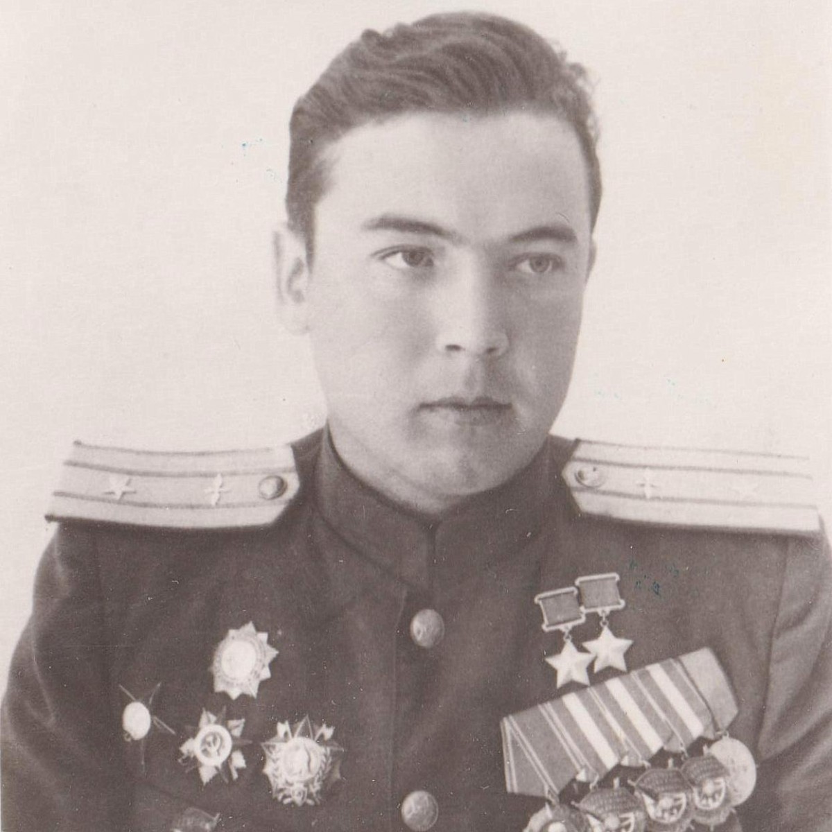 Photo of twice Hero of the USSR Air Force Major A.E. Borovykh
