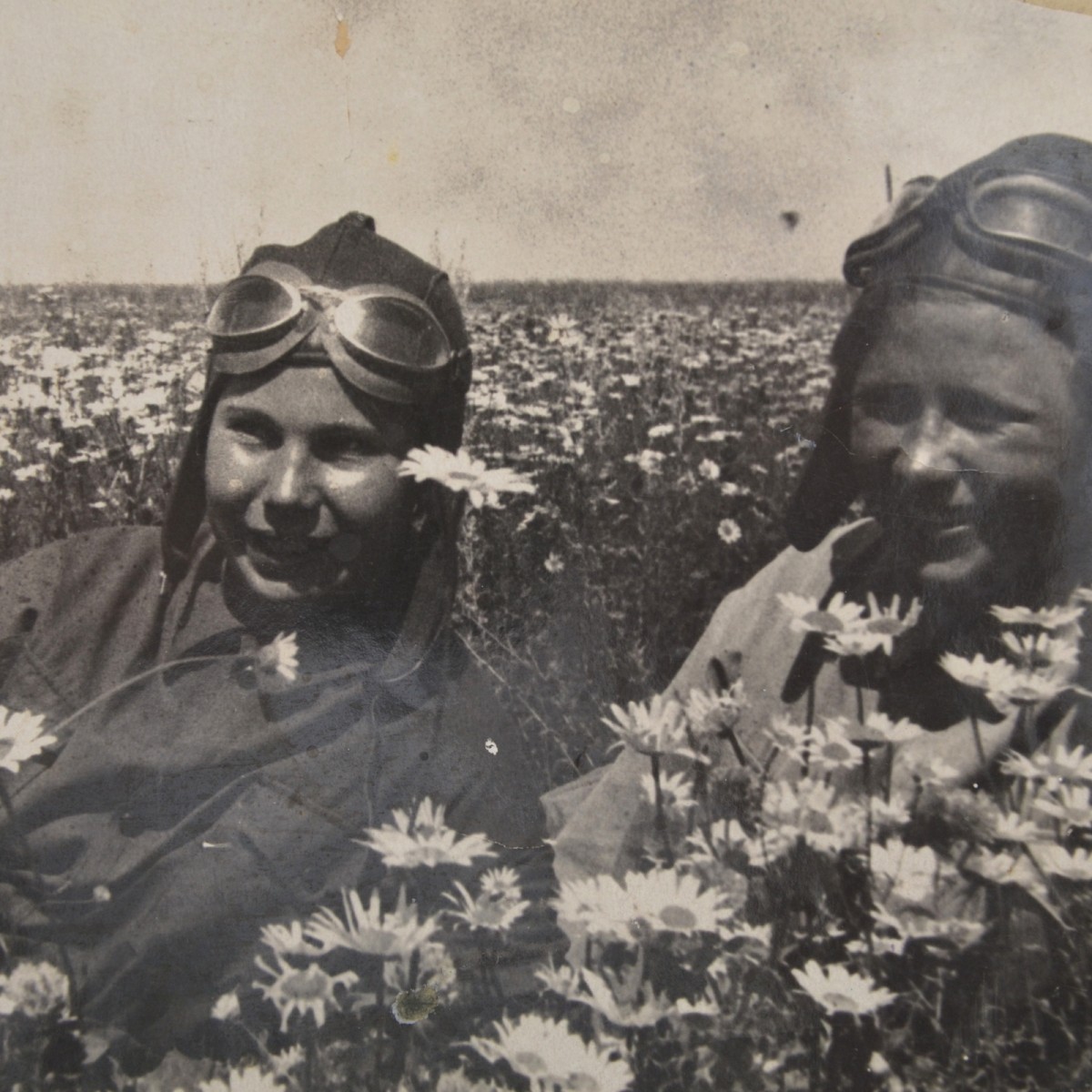 Photos of Red Army pilots in the chamomile field