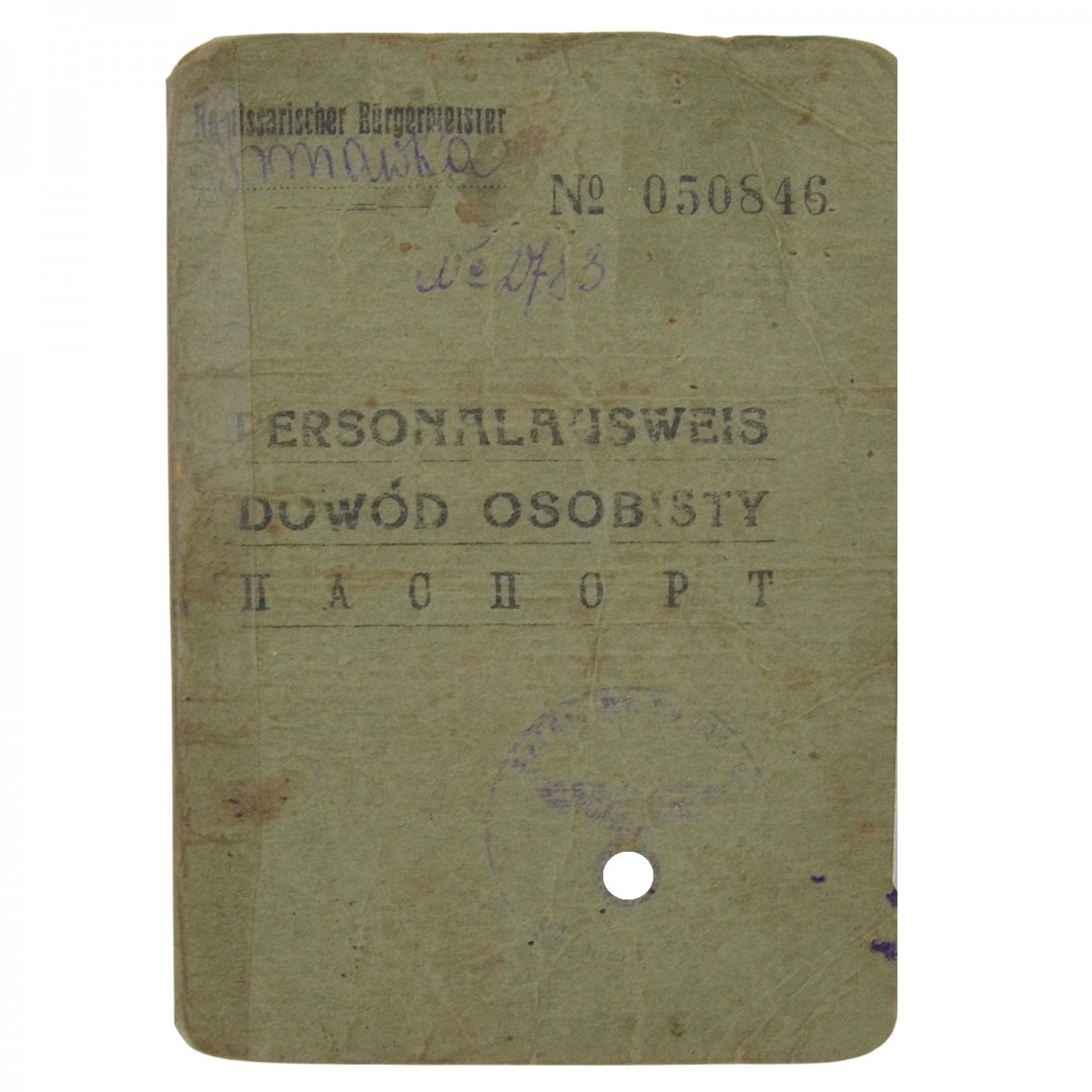 German occupation passport for Belarusian Zinaida Mikhaylik
