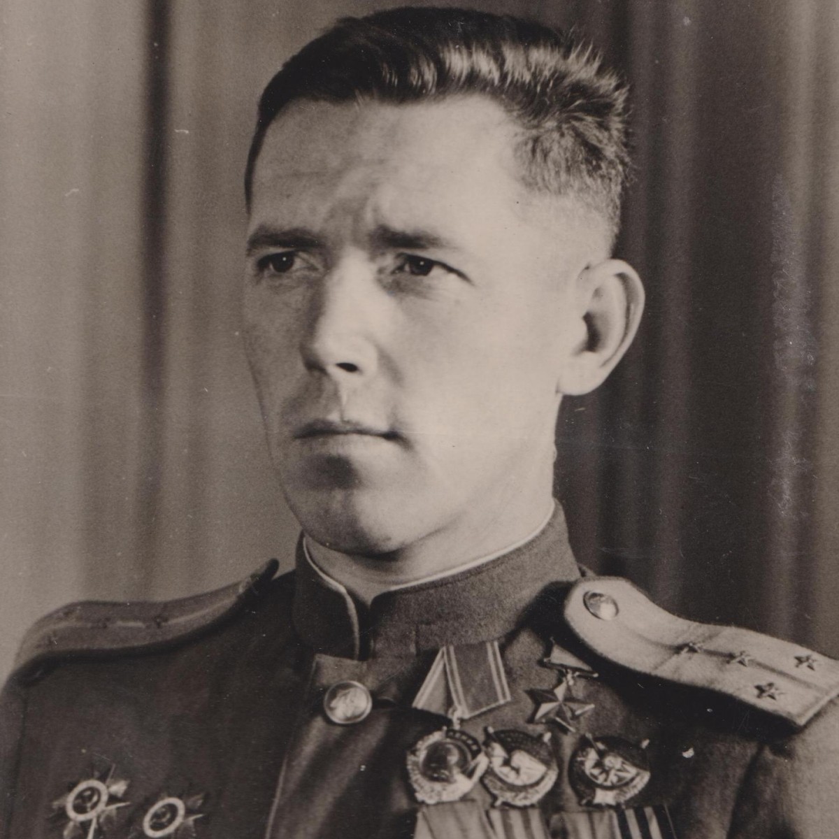 Photo of the Hero of the Soviet Union Guard captain of the Air Force S.P. Timofeev