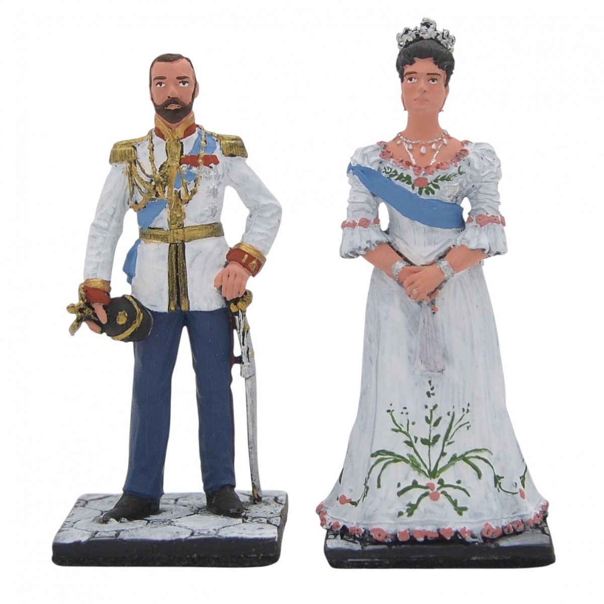 Paired tin sculptures "Nicholas II and Alexandra Feodorovna"