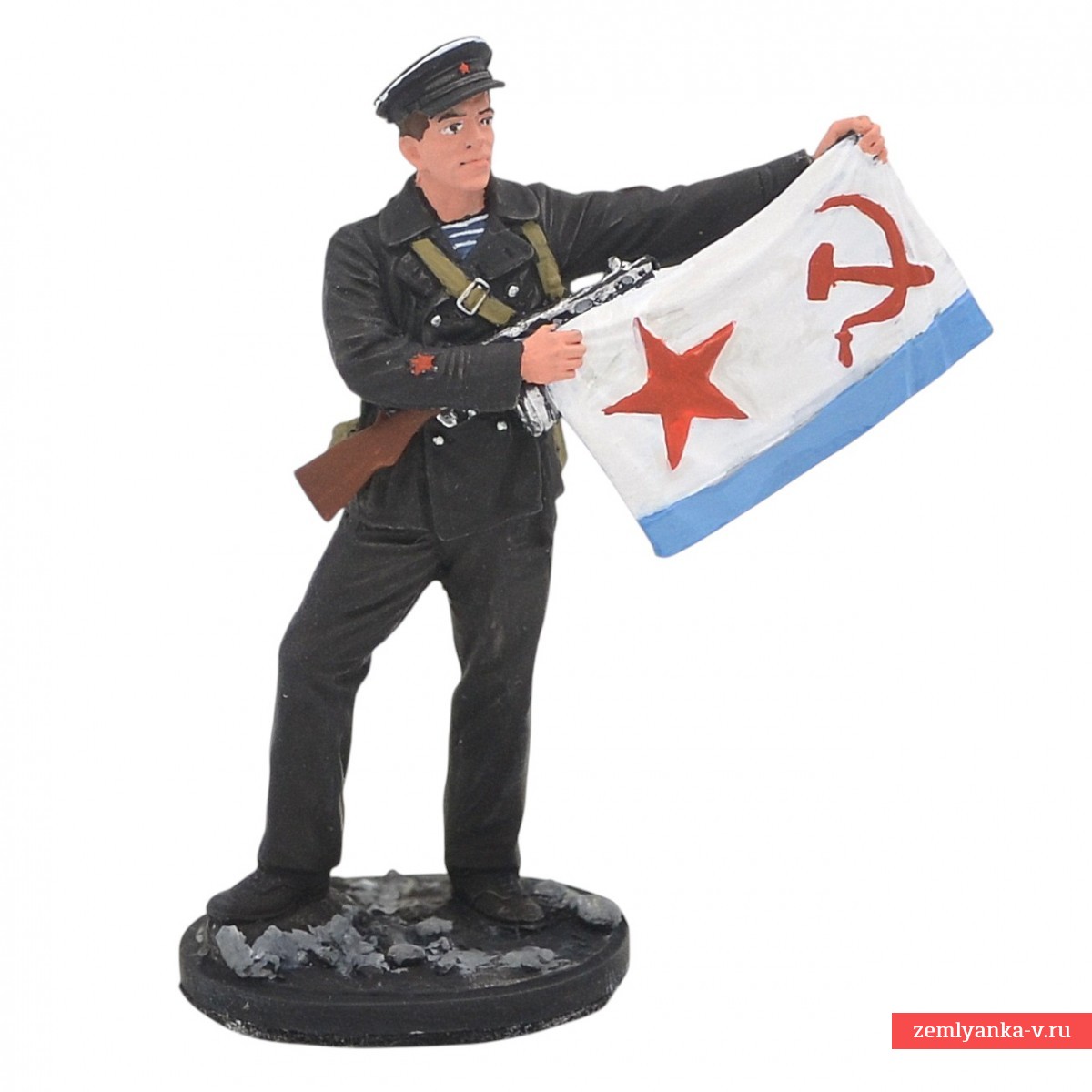 Tin soldier "Red Army Sergeant Major with a flag"