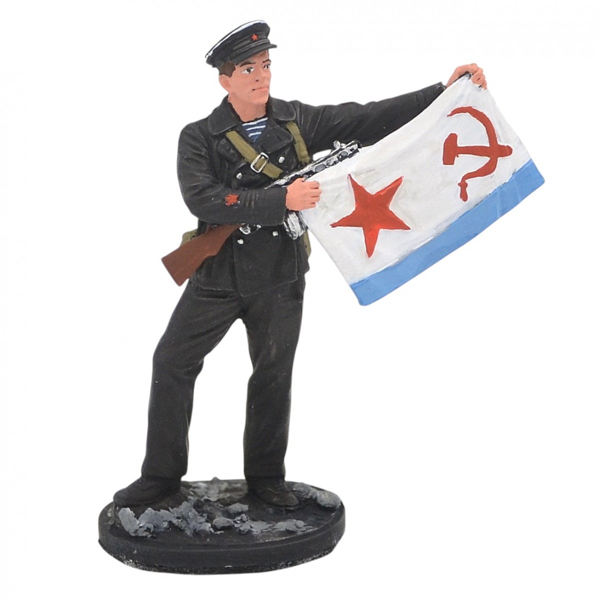 Tin soldier "Red Army Sergeant Major with a flag"