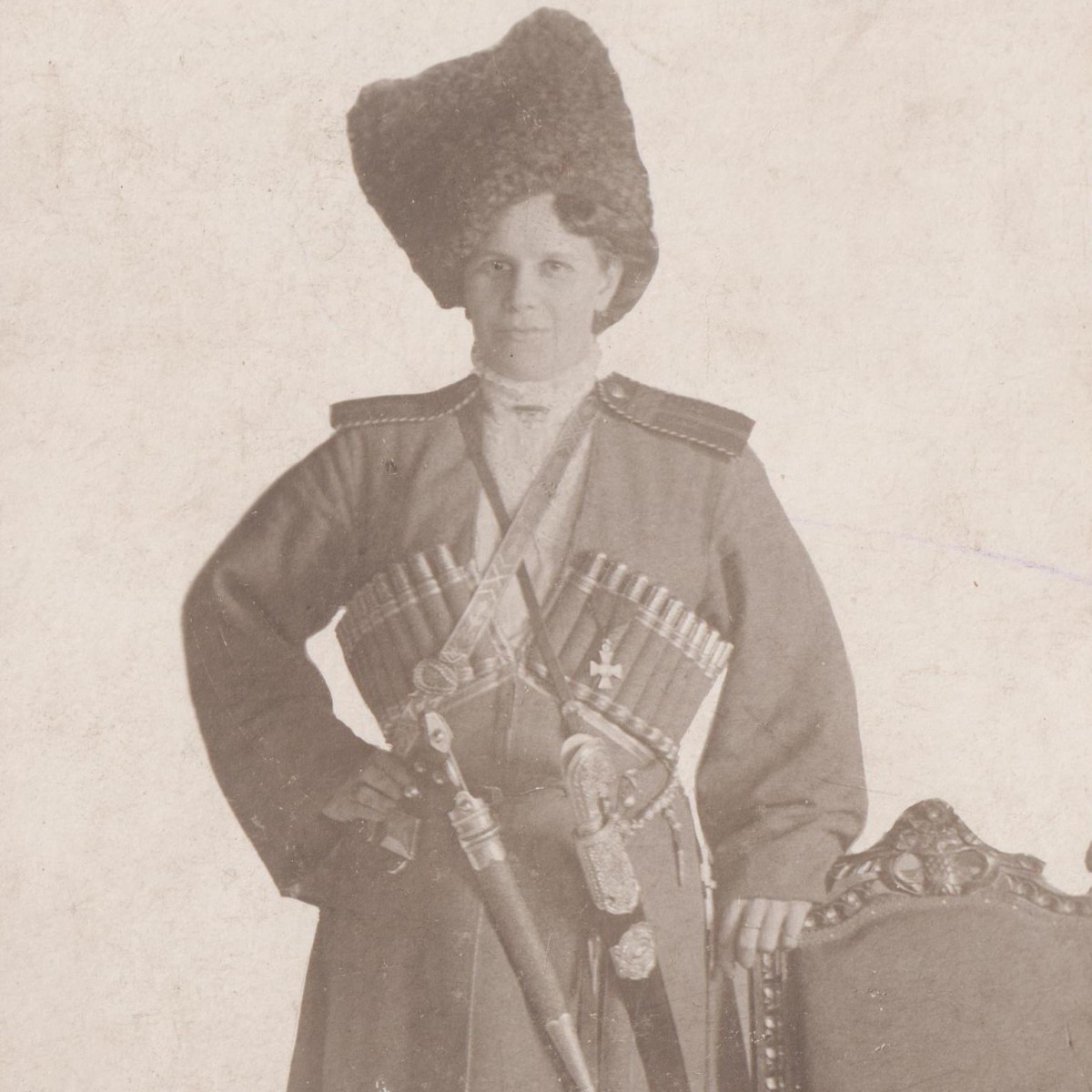 Photo of Sergeant Nikitin's wife in a Cossack uniform