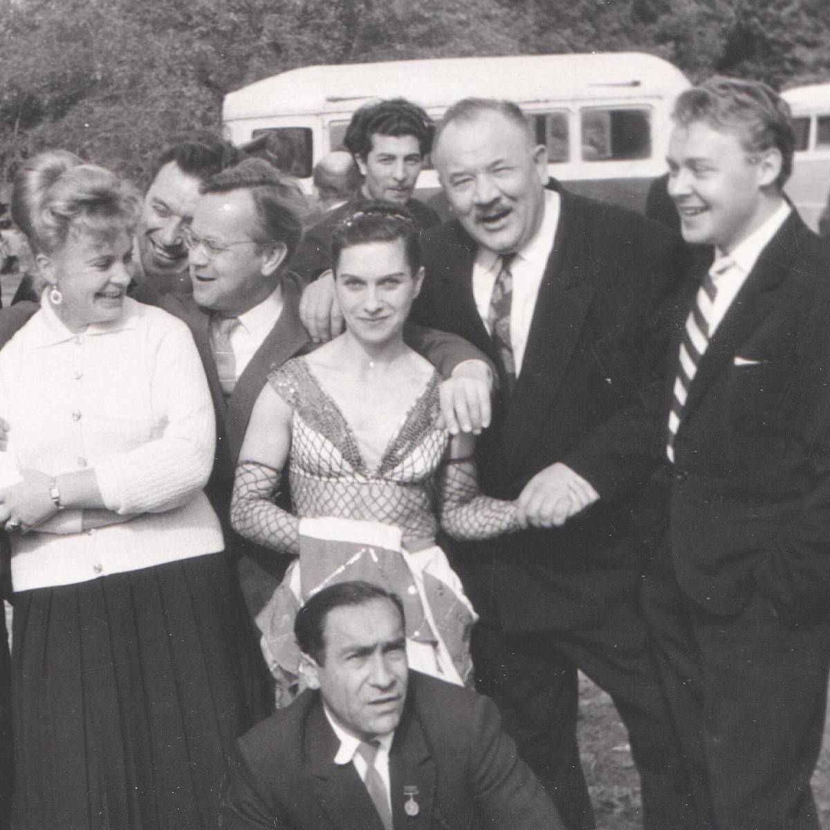 Photo of actor B. Andreev with A. Revels– his wife L. Utesov, and others