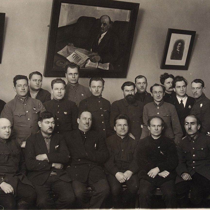 Photo of S.M. Kirov among the members of the Party Asset of the Leningrad Regional Committee of the CPSU(b) 